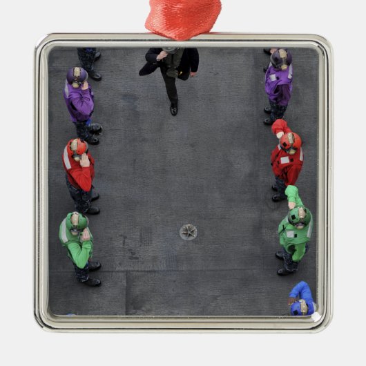 US-Marine Regenbogenhälften Silbernes Ornament (Vorne)