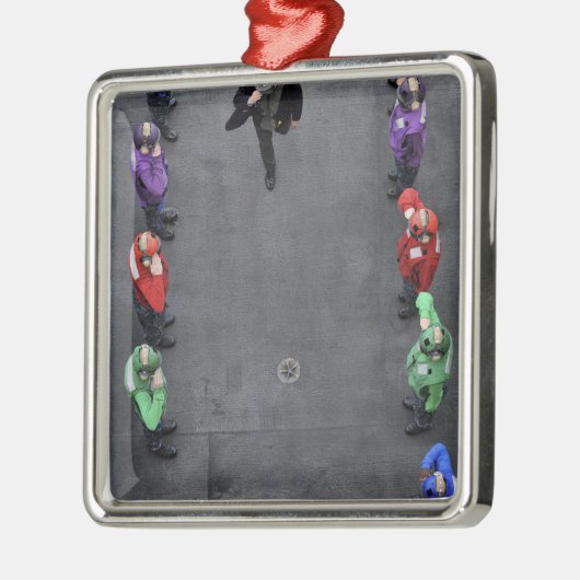 US-Marine Regenbogenhälften Silbernes Ornament (Links)