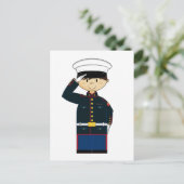 US Marine Saluting Postcard Postkarte (Stehend Vorderseite)