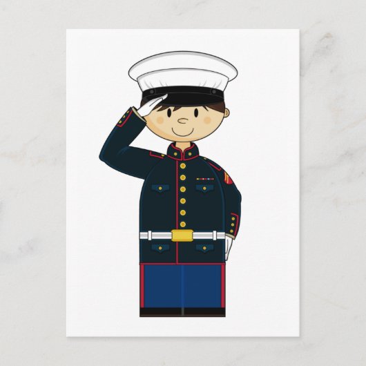US Marine Saluting Postcard Postkarte (Vorderseite)