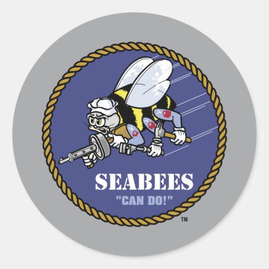 US-Marine | Seabees Runder Aufkleber (Vorderseite)