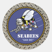 US-Marine | Seabees Runder Aufkleber (Vorderseite)