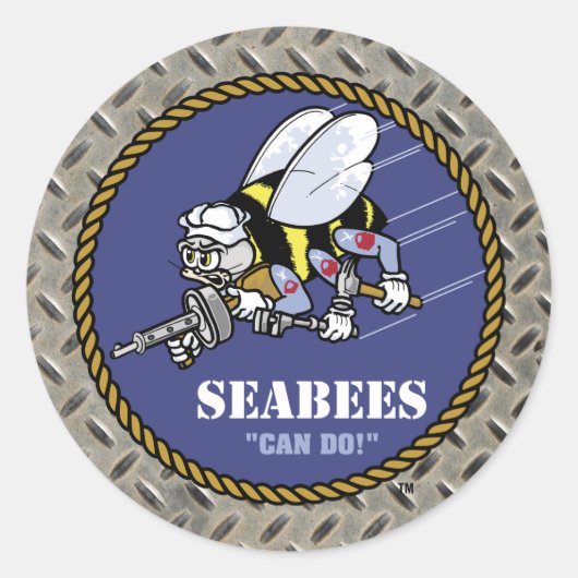 US-Marine | Seabees Runder Aufkleber (Vorderseite)