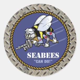 US-Marine   Seabees Runder Aufkleber