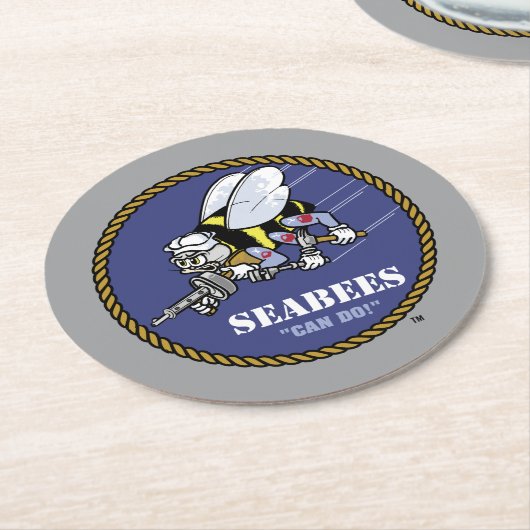 US-Marine | Seabees Runder Pappuntersetzer (Angewinkelt)