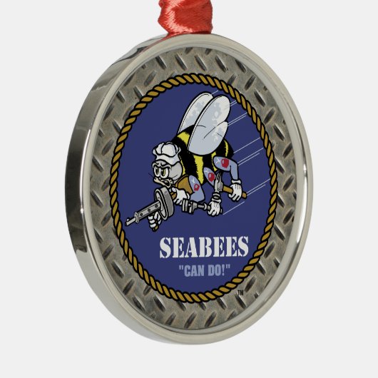 US-Marine | Seabees Silbernes Ornament (Rechts)