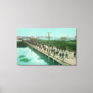 US-Marine-Yard-Arbeitskräfte weg zum zu arbeiten Leinwanddruck