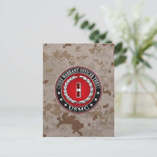 US-Marineinfanterie: Dritter Hauptbefehl (USMC CWO Postkarte (Stehend Vorderseite)