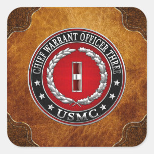US-Marineinfanterie: Dritter Hauptbefehl (USMC CWO Quadratischer Aufkleber