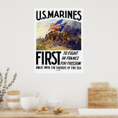 US-Marineinfanterie — Erste Bekämpfung in Frankrei Poster (Küche)
