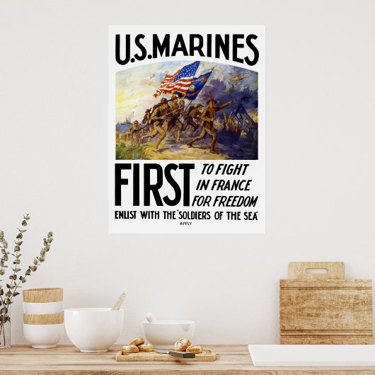 US-Marineinfanterie — Erste Bekämpfung in Frankrei Poster (Küche)