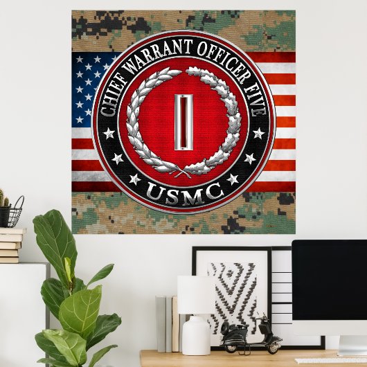 US-Marineinfanterie: Haftbefehl fünf (USMC CWO-5)  Poster (Heimbüro)
