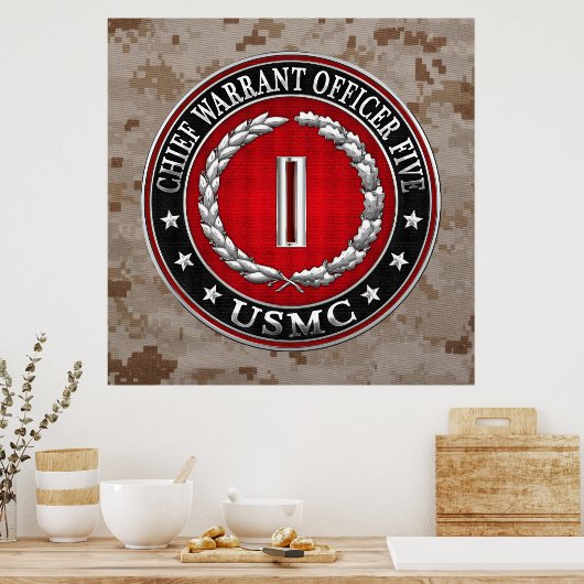 US-Marineinfanterie: Haftbefehl fünf (USMC CWO-5) Poster (Küche)
