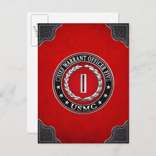 US-Marineinfanterie: Haftbefehl fünf (USMC CWO-5)  Postkarte (Vorne/Hinten)