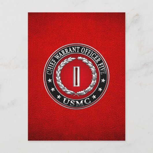 US-Marineinfanterie: Haftbefehl fünf (USMC CWO-5) Postkarte (Vorderseite)
