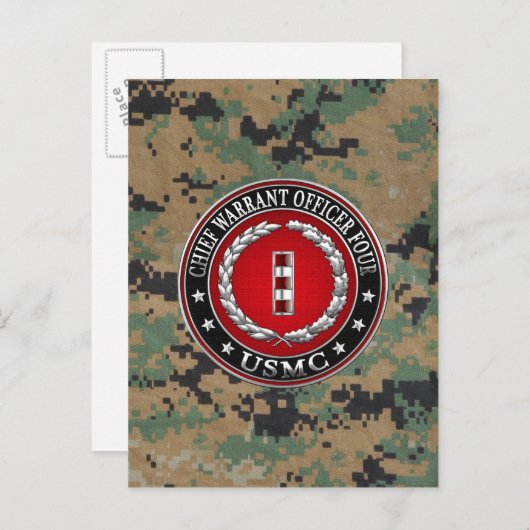 US-Marines: Hauptbefehl Vier (USMC CWO-4) [3D] Postkarte (Vorne/Hinten)