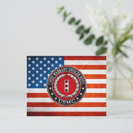 US-Marines: Hauptbefehl Vier (USMC CWO-4) [3D] Postkarte (Stehend Vorderseite)