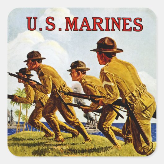 US-Marines ~ Seesoldaten Quadratischer Aufkleber (Vorderseite)