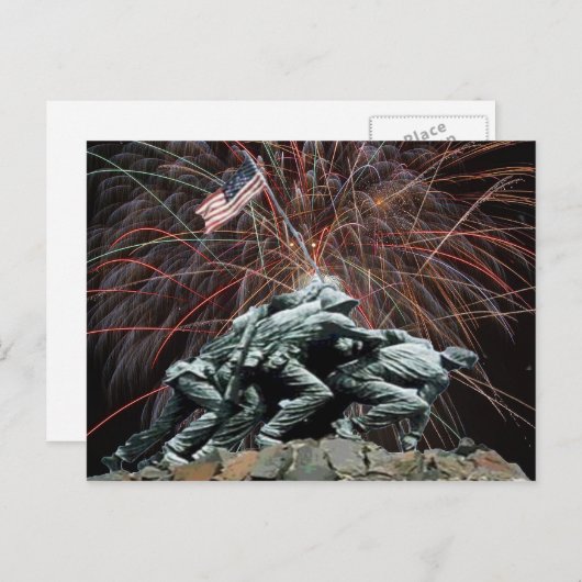 US Marines War Memorial Iwo Jima Fireworks Postkarte (Vorne/Hinten)