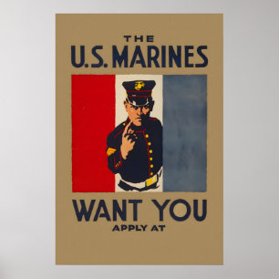 US-Marines wollen dich! - Erster Weltkrieg Vintage Poster