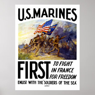 US-Marinesoldaten -- In Frankreich zuerst kämpfen Poster