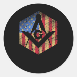 US-Maurer-Flagge Quadrat und Kompass Masonic Shrin Runder Aufkleber