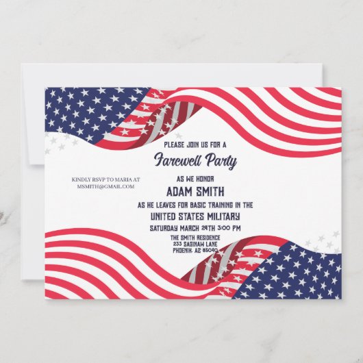 US-Militärbootcamp geht weg von der Party Einladun Einladung (Vorderseite)