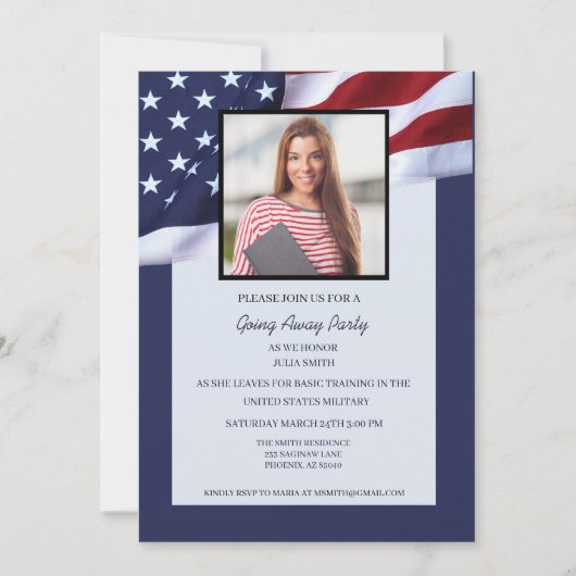US Militärisches Bootcamp geht weg Party Einladung (Vorderseite)