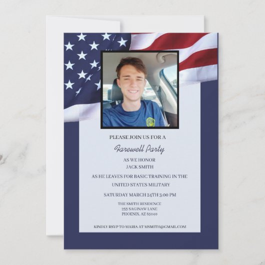 US Militärisches Bootcamp geht weg Party Einladung (Vorderseite)
