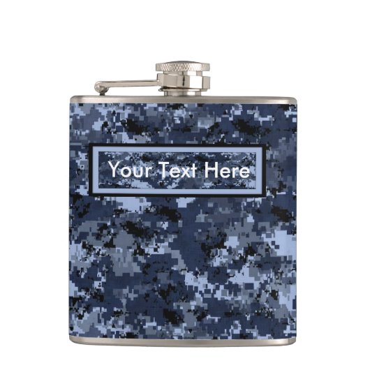 US Military Blue Camouflage 6 oz oder 8 oz Flask Flachmann (Vorderseite)