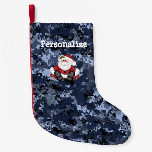 US Military Blue Camouflage Weihnachtsfeiertag Str Kleiner Weihnachtsstrumpf (Vorderseite)