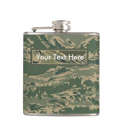 US Military Green Camouflage 6 oz oder 8 oz Flask Flachmann (Vorderseite)