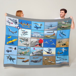 US MILITARY WARBIRD AIRCRAFT "MONTAGE" FLEECEDECKE
