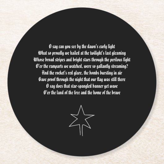 US National Anthem The Star - Spangled Banner Runder Pappuntersetzer (Vorderseite)