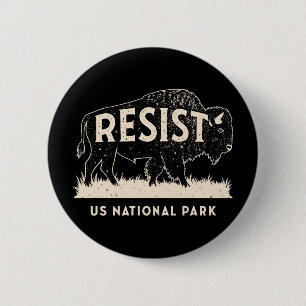 US National Park Resist Service Bison Buffalo Button