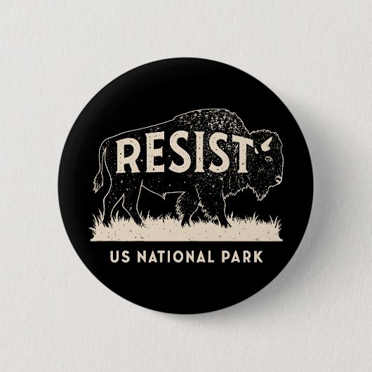 US National Park Resist Service Bison Buffalo Button (Vorderseite)