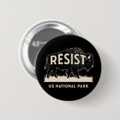 US National Park Resist Service Bison Buffalo Button (Vorne & Hinten)