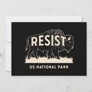 US National Park Resist Service Bison Buffalo Einladung