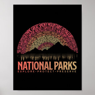 US National Parks Exploration Schützen Camping erh Poster