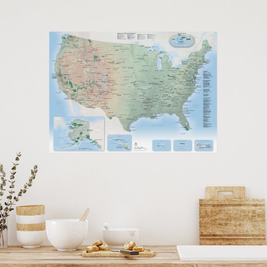 US National Parks Kartenplakat Poster (Küche)