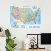 US National Parks Kartenplakat Poster (Heimbüro)