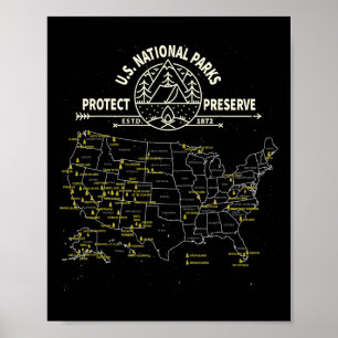 US-Nationalpark-Camping - Alle 63 US-Nationalparks Poster