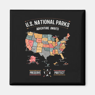 US-Nationalparkkarte Schutz des Wandercamps Magnet
