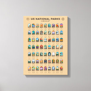 US-Nationalparks Checkliste Vintag Leinwanddruck