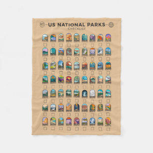 US-Nationalparks in Amerika Checkliste Vintage Fleecedecke