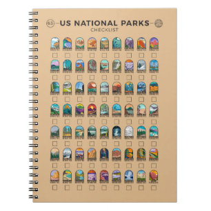 US-Nationalparks in Amerika Checkliste Vintage Notizblock