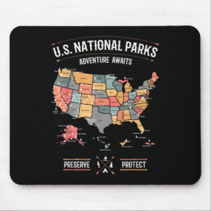 US-Nationalparks Karte Erhalten Schützen Wandern K Mousepad