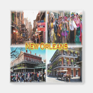 US New Orleans - Bourbon Street - Mardi Gras - Magnet