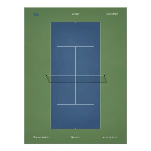 US Open Tennisplatz-Illustration Poster (Vorderseite)