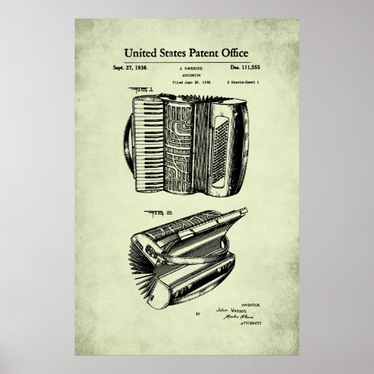 US-Patent - Akkordeon Poster (Vorne)